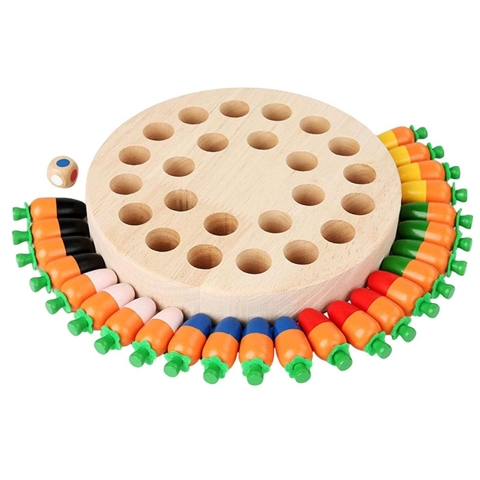 Joc memorie din lemn Memory Chess Morcovi, multicolor [2]
