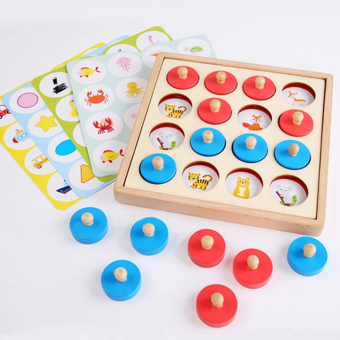 Joc memorie din lemn Multi Function Memory Chess, multicolor [4]