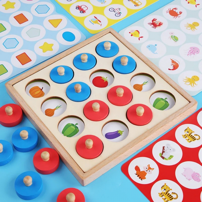 Joc memorie din lemn Multi Function Memory Chess, multicolor [2]