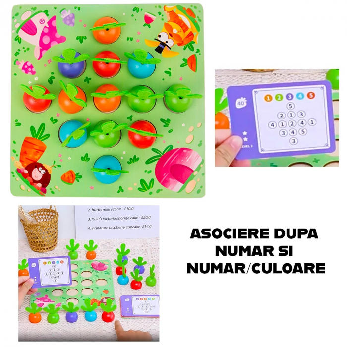 Joc memorie si asociere din lemn cu numere Number Bubble, multicolor [3]
