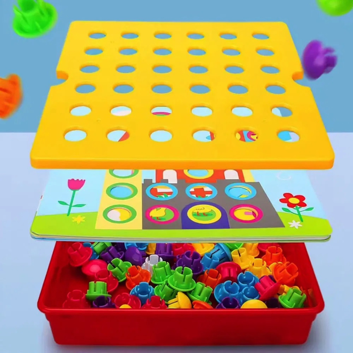 Joc Mozaic creativ Button Idea Animale, 12 cartonase, 46 de butoni [5]