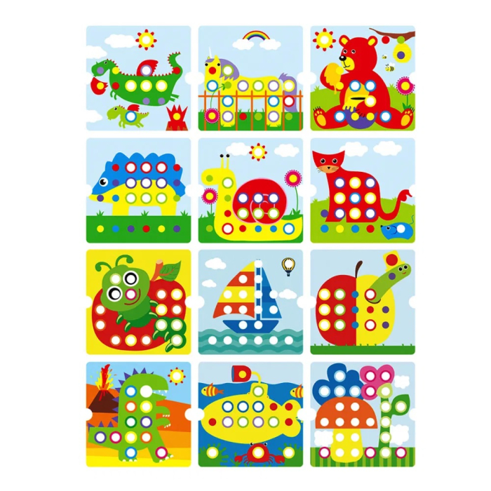 Joc Mozaic creativ Button Idea Dino, 12 cartonase, 46 de butoni [3]