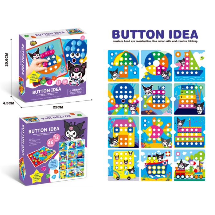 Joc Mozaic creativ Button Idea Kuromi, 12 cartonase, 46 de butoni [5]