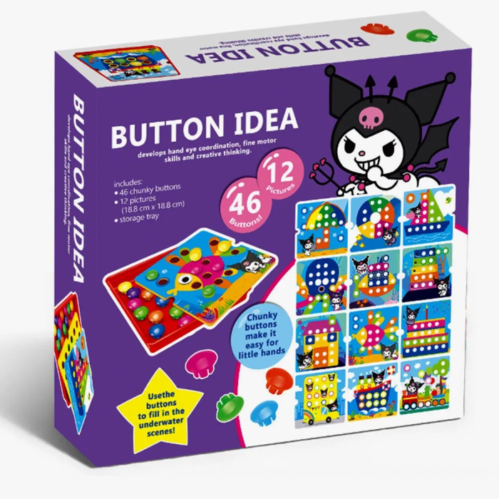 Joc Mozaic creativ Button Idea Kuromi, 12 cartonase, 46 de butoni [2]