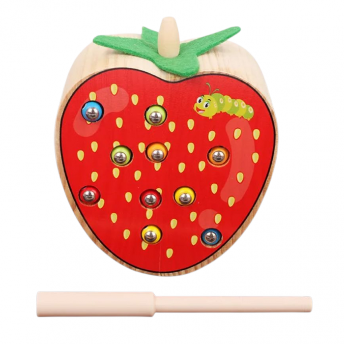 Joc pescuit magnetic Prinde Viermisorii din Capsuna, multicolor [1]