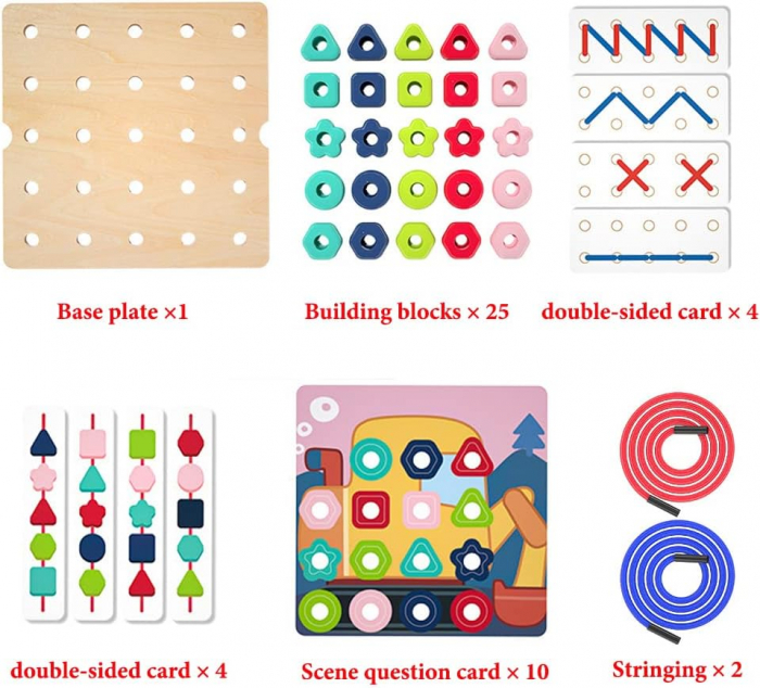 Joc snuruit si mozaic cu butoni, 2 in 1 Mushroom Nail, multicolor [4]