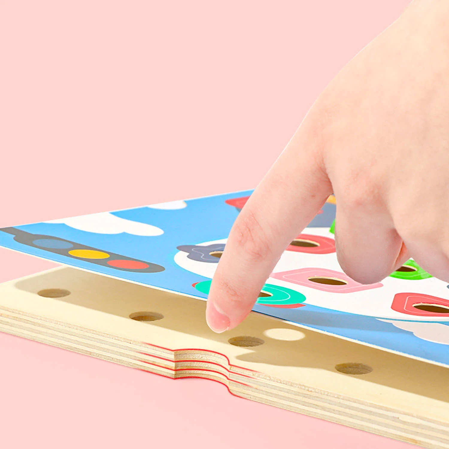 Joc snuruit si mozaic cu butoni, 2 in 1 Mushroom Nail, multicolor [3]