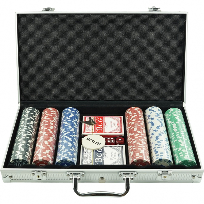 Joc Societate Set de Poker Complex cu 300 de jetoane,Echipat cu servieta de aluminiu [1]