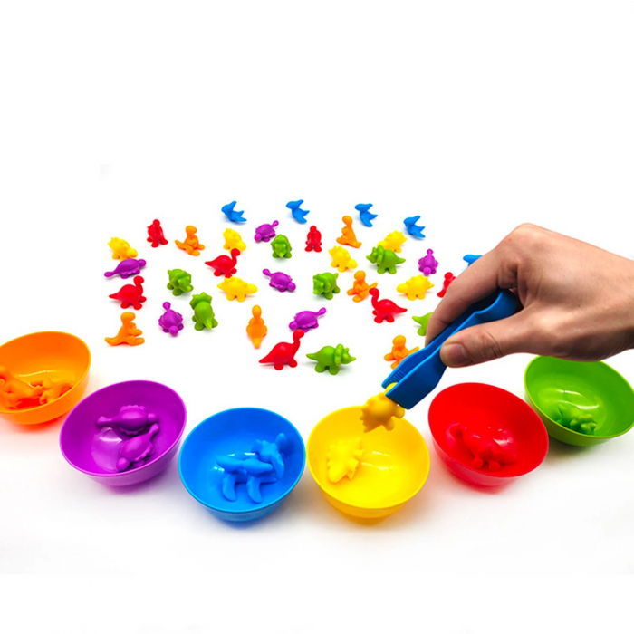 Joc sortare, clasificare culori si numarat Dinozauri, 48 piese, multicolor [4]