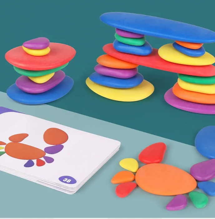 Joc Sortare si Stivuire Pietre Curcubeu Rainbow Cobblestone, multicolor [3]