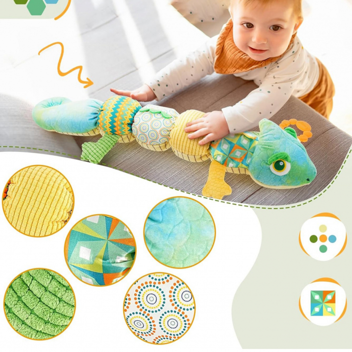 Jucarie Bebe Senzoriala Muzicala Cameleon, 60x9 cm, verde [3]