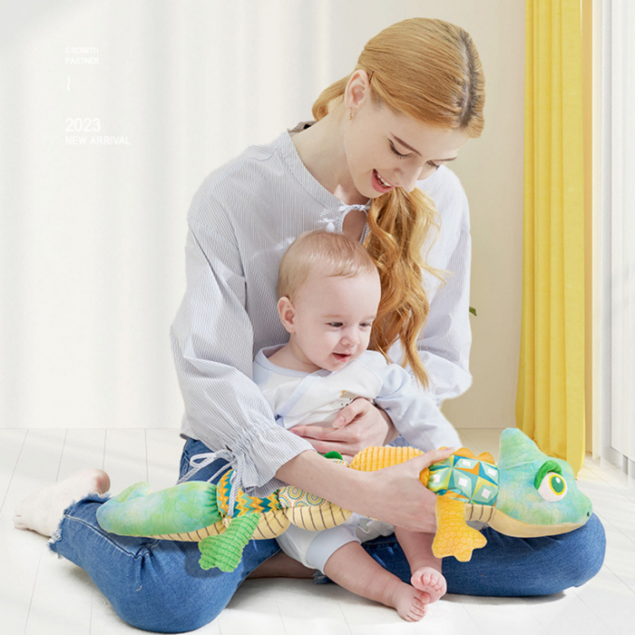 Jucarie Bebe Senzoriala Muzicala Cameleon, 60x9 cm, verde [5]