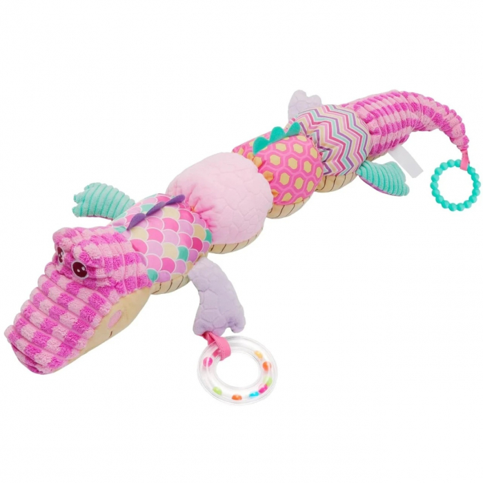 Jucarie Bebe Senzoriala Muzicala Crocodil, 60x9 cm, roz [1]
