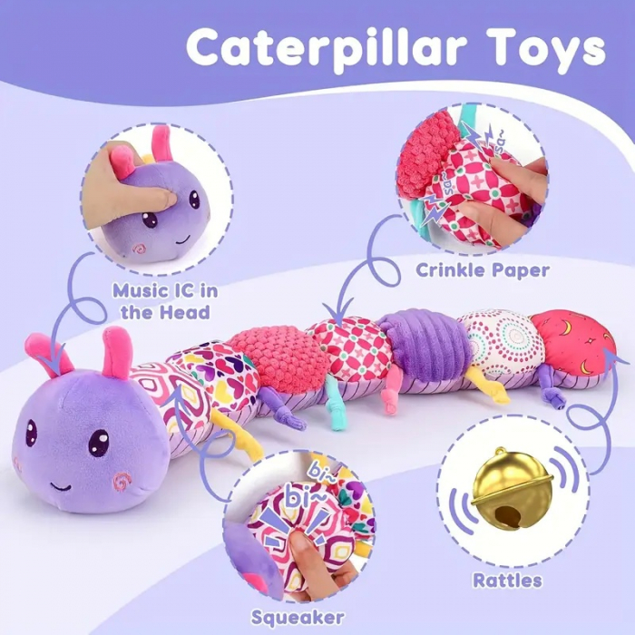 Jucarie Bebe Senzoriala Muzicala Omida, 60x9 cm, mov [7]