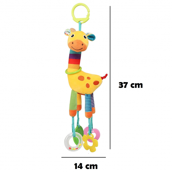 Jucarie bebe zornaitoare de agatat pentru patut/carucior Girafa, multicolor [2]