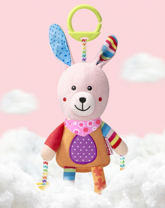 Jucarie bebe zornaitoare de agatat pentru patut/carucior Iepuras, multicolor [2]