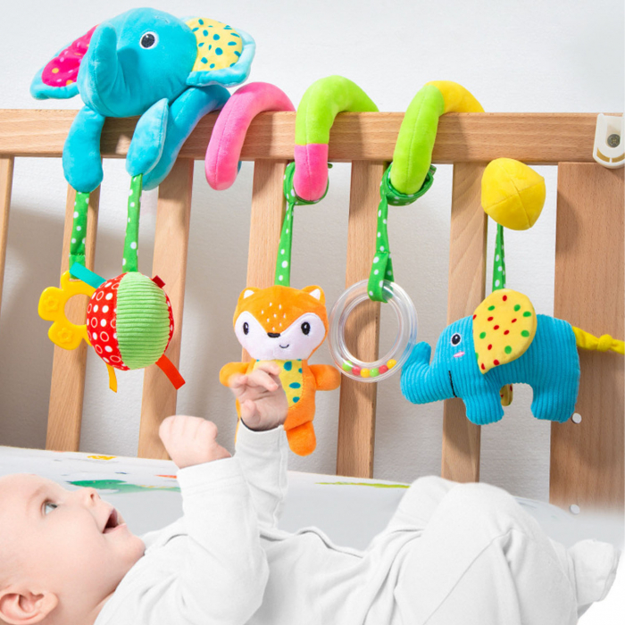 Jucarie bebe zornaitoare pentru patut/carucior Elefant, multicolor [2]