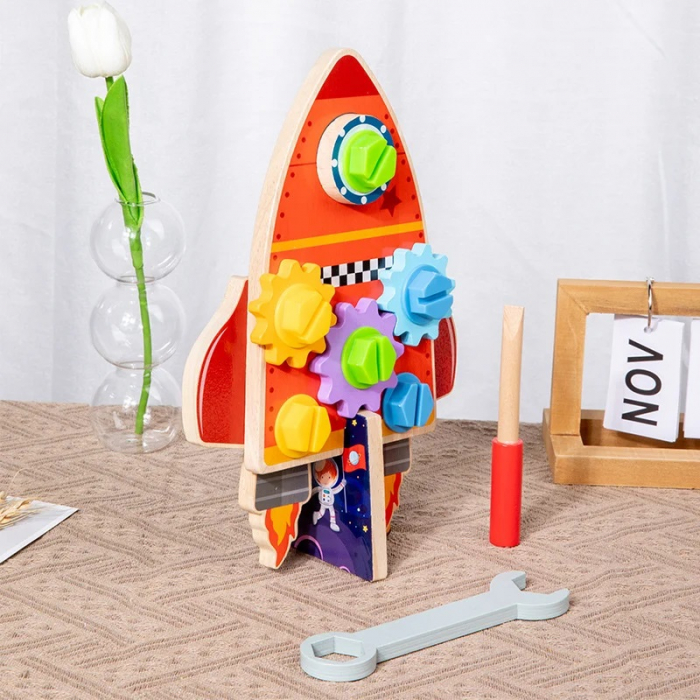 Jucarie de asamblat din lemn Racheta reversibila Disassembly Rocket, 25 piese, multicolor [2]