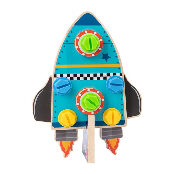 Jucarie de asamblat din lemn Racheta reversibila Disassembly Rocket, 25 piese, multicolor [5]