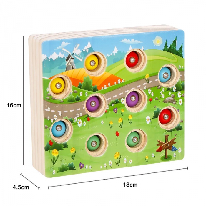 Jucarie de pescuit magnetic din lemn cu Ciupercute si Viermisori, multicolor [5]