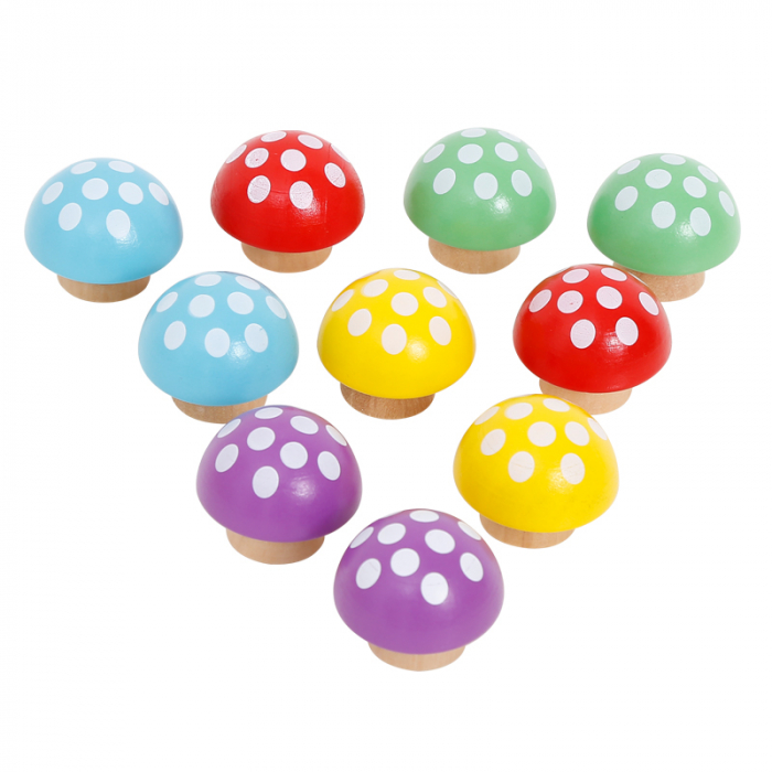 Jucarie de pescuit magnetic din lemn cu Ciupercute si Viermisori, multicolor [4]