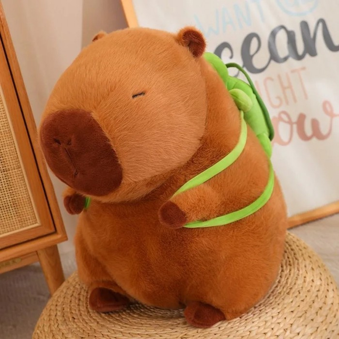 Jucarie de plus Capibara cu rucsac, maro, 28 cm [3]
