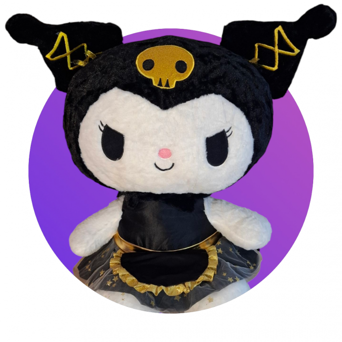 Jucarie de plus Papusa Kuromi din seria Hello Kitty Sanrio, 30 cm, negru/auriu [3]