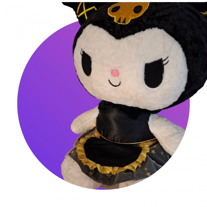 Jucarie de plus Papusa Kuromi din seria Hello Kitty Sanrio, 30 cm, negru/auriu [4]