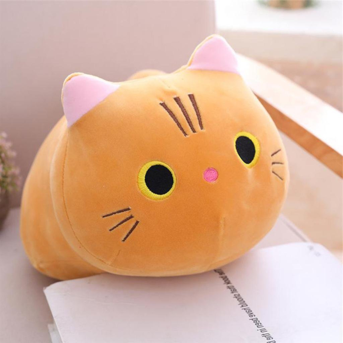 Jucarie de plus Pisica tip perna, umplutura hipoalergenica, 45x26x26 cm, maro [3]