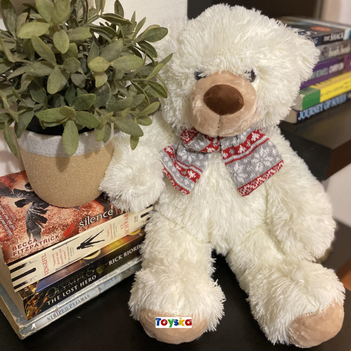 Jucarie de plus Ursulet cu fular, 45 cm, alb [2]