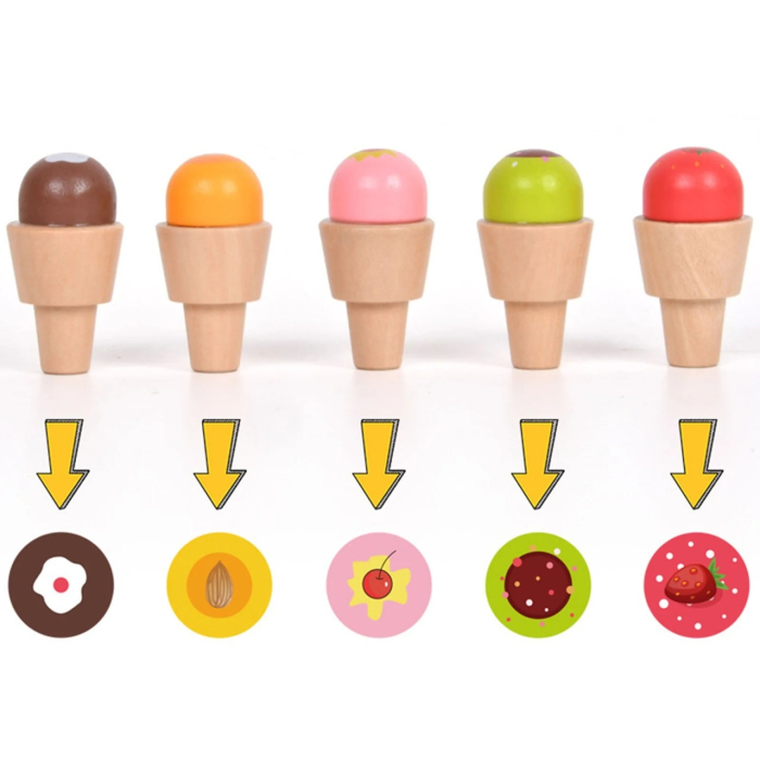 Jucarie de tras din lemn Masinuta de Inghetata, Ice Cream Truck, roz [6]