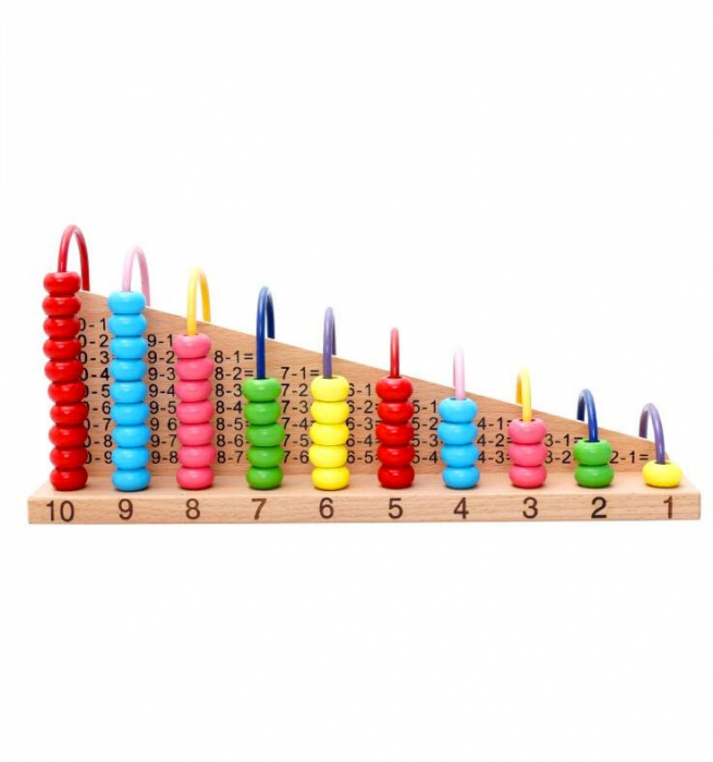 Jucarie educativa Montessori din lemn cu Abac si operatiuni matematice, multicolor [3]
