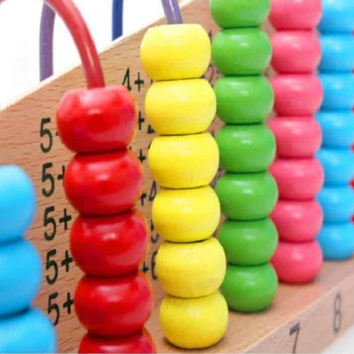 Jucarie educativa Montessori din lemn cu Abac si operatiuni matematice, multicolor [5]