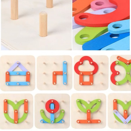 Jucarie Educativa si Interactiva pentru copii din lemn, 27 Piese, Creare Litere, Cifre si Forme Diferite, multicolor [6]