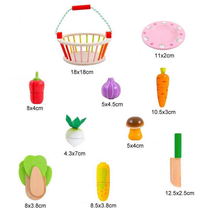 Jucarie lemn Cosuletul cu Legume de feliat, multicolor [7]