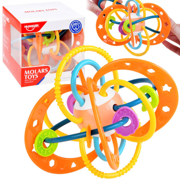 Jucarie motrica dentitie si zornaitoare bebelusi Planeta Portocalie [3]