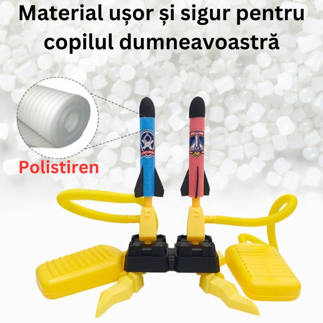 Jucarie pentru copii, lansator rachete cu piciorul, doua lansatoare, 6 rachete, fara lumina [4]