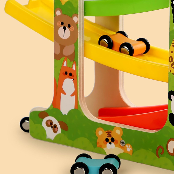 Jucarie Pista Raliu cu 4 rampe si 6 masinute, Zoo, multicolor [3]