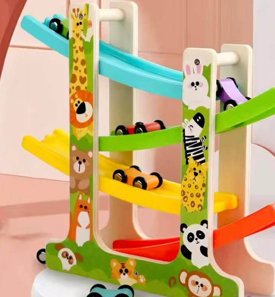 Jucarie Pista Raliu cu 4 rampe si 6 masinute, Zoo, multicolor [2]