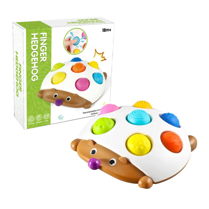 Jucarie senzoriala Arici cu pop it Finger Hedgehog, alb [1]