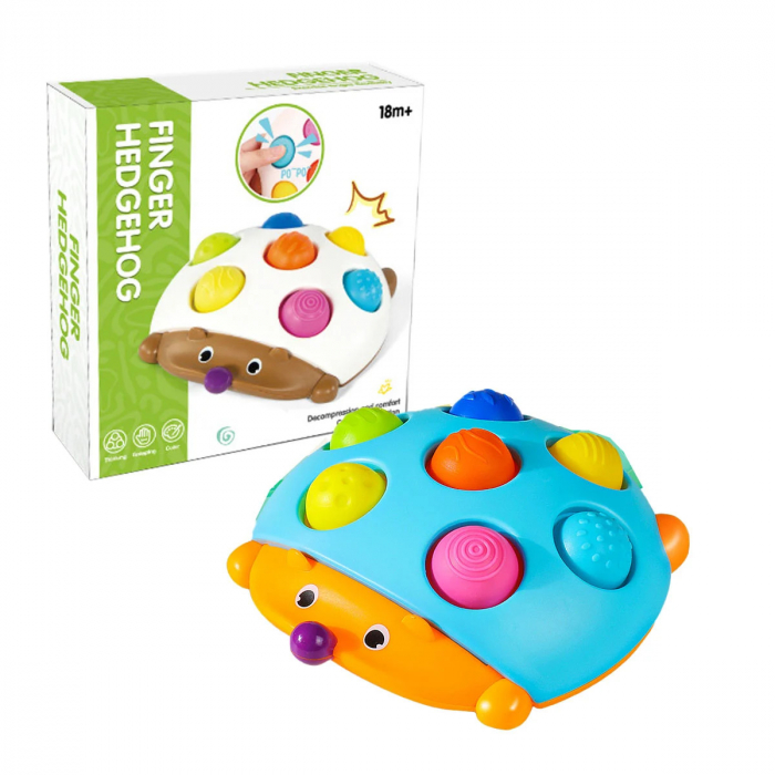 Jucarie senzoriala Arici cu pop it Finger Hedgehog, albastru [1]