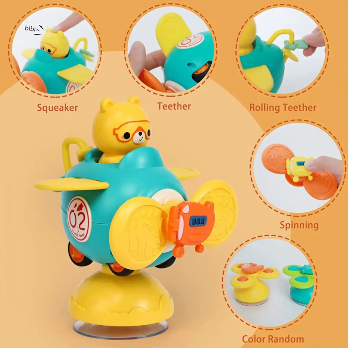 Jucarie zornaitoare cu ventuza si spinner, Avion , multicolor [2]