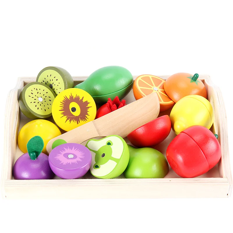 Ladita cu Fructe magnetice de feliat din lemn, 11 piese, multicolor [1]