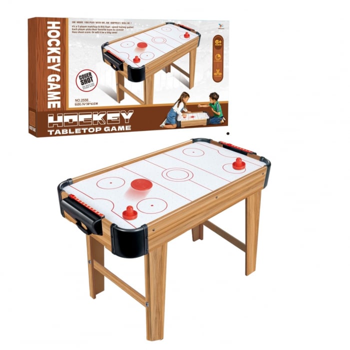 Masa Air Hockey Graffiti cu Picioare Lungi din Lemn, Tabela Scor, 76x38x61 cm, Maro [5]