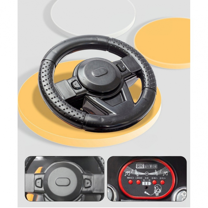 Masinuta Electrica Tip Excavator, Brat Electric cu Maneta de Control, Muzica si Lumini, 2-6 ani, Portocaliu [5]