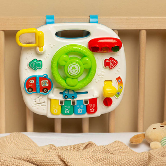 Masuta interactiva de activitati pentru copii 2 in 1 cu volan, multicolor [2]