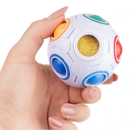 Minge antistres, fidget ball, cu bile colorate, multicolora,ajuta sa dezvolte logica si atentia copiilor si alunga stresul [5]