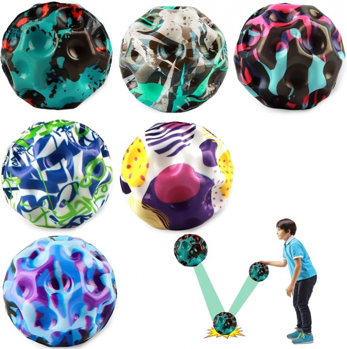 Minge saritoare Moon Ball Colorata, 7 cm, multicolor [2]