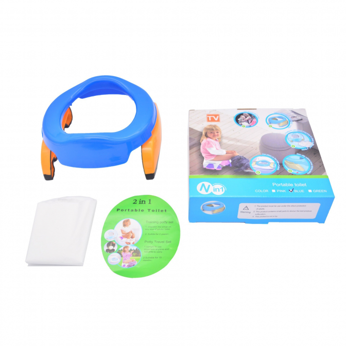 Olita Portabila 2 in 1,  Olita + Capac de Toaleta, din Plastic,Albastru [4]