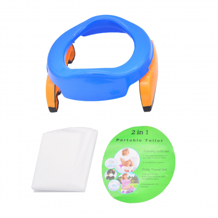 Olita Portabila 2 in 1,  Olita + Capac de Toaleta, din Plastic,Albastru [3]